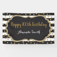 Happy 100th Birthday Banner. Gold Glitter Confetti