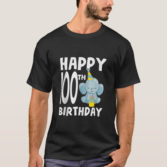 Happy 100th Birthday Boy Baby Elephant 100 Year Ol T-Shirt (Front)