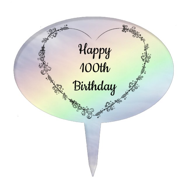Happy 100th Birthday Cake Topper (Front)