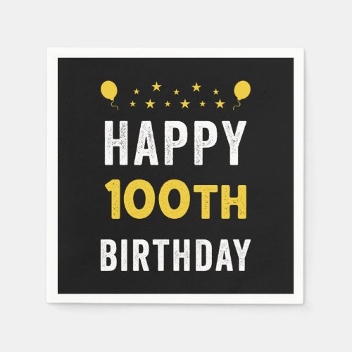 Happy 100th Birthday Centenarian Celebration Party Napkins