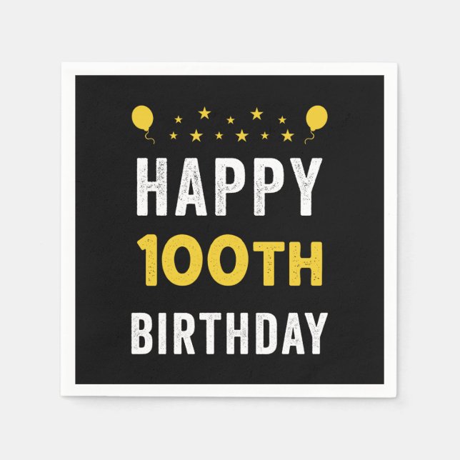 Happy 100th Birthday Centenarian Celebration Party Napkins (Front)
