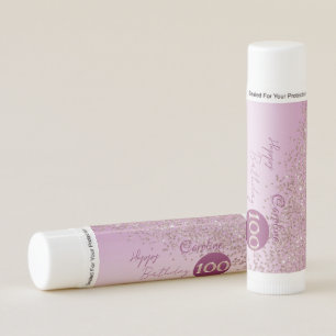 Happy 100th Birthday Chic Rose Gold Glitter  Lip Balm