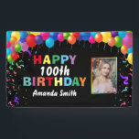Happy 100th Birthday Colorful Balloons Confetti Banner<br><div class="desc">Happy 100th Birthday Colorful Balloons Confetti Photo Banner. For further customization,  please click the "Customize it" button and use our design tool to modify this template.</div>