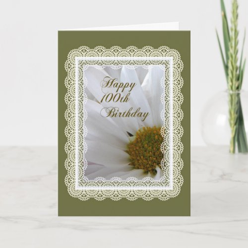 Happy 100th Birthday Daisy in Lace Frame Card