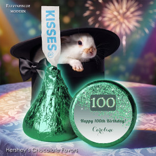 Happy 100th Birthday Green Glitter Sweet Hershey®'s Kisses®