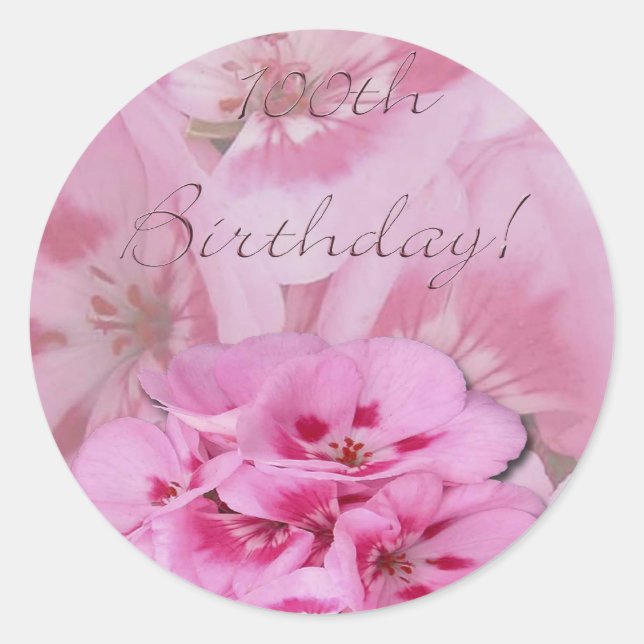 Happy 100th Birthday/hydrangeas Classic Round Sticker (Front)