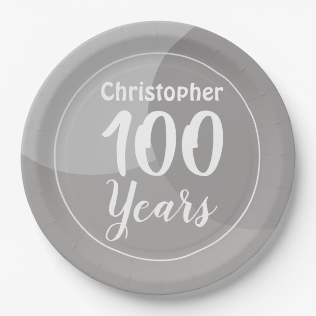 Happy 100th Birthday Paper Plate (Front)