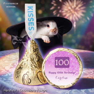 Happy 100th Birthday Pink Glitter Sweet Hershey®'s Kisses®