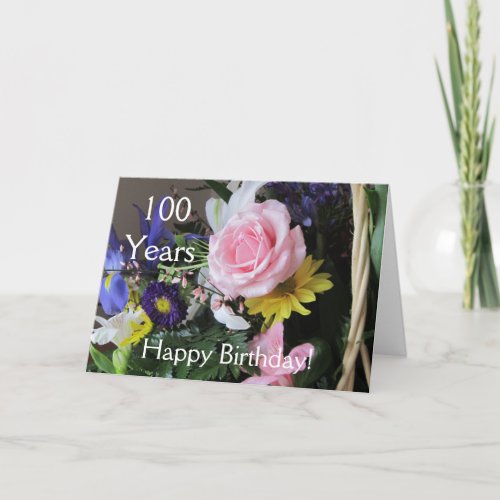 Happy 100th Birthday Pink Rose Bouquet Card
