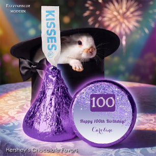 Happy 100th Birthday Purple Glitter Sweet Hershey®'s Kisses®