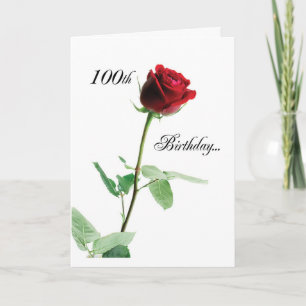 Happy 100th Birthday Red Rose Card