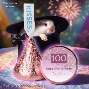 Happy 100th Birthday Rose Gold Glitter Sweet Hershey®'s Kisses®