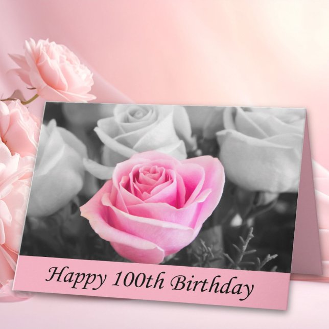 Happy 100th Birthday Rose Photography Card (Creator Uploaded)
