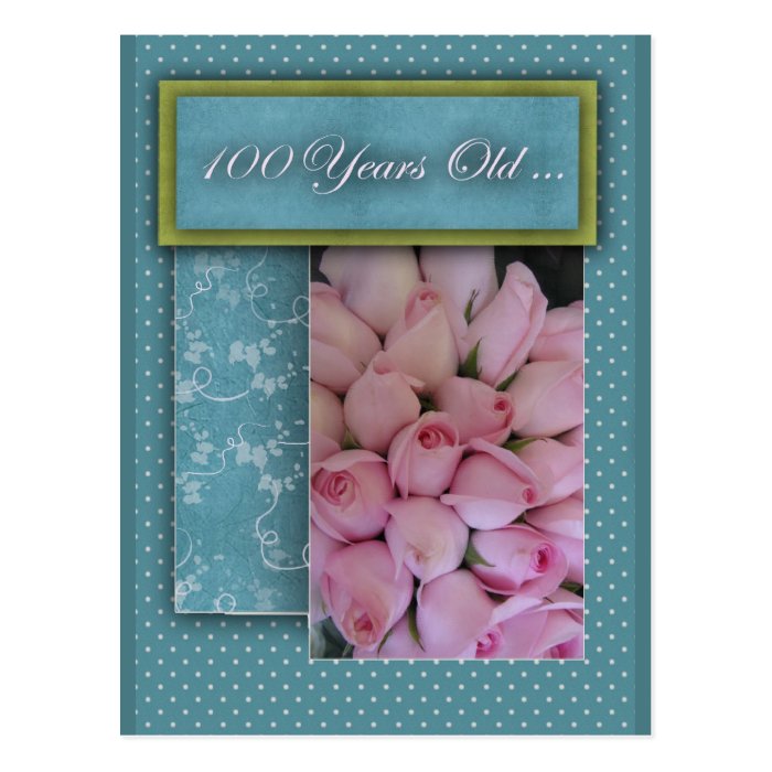 Happy 100th Birthday   with roses Postcard