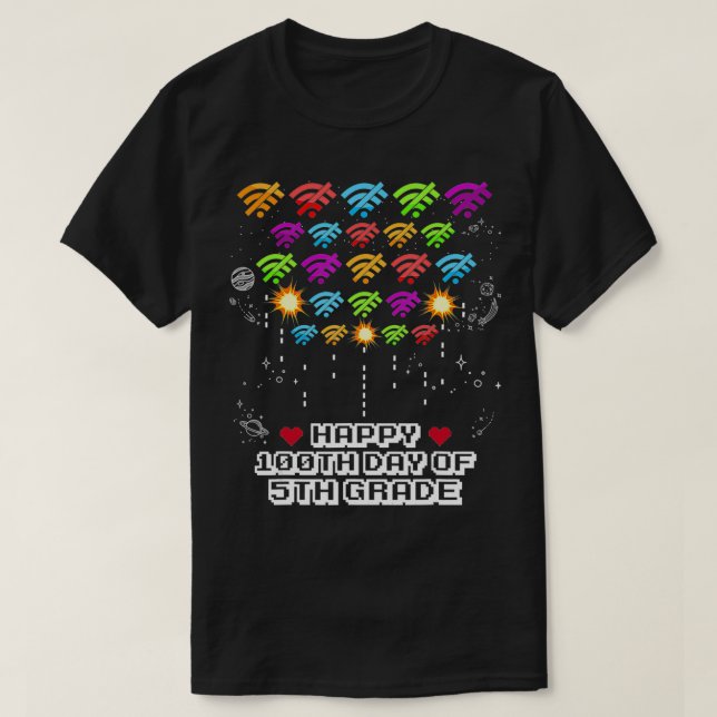 Happy 100Th Day Of 5Th Grade Funny Virtual School  T-Shirt (Design Front)