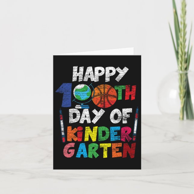 Happy 100th Day Of Kinder Garten Cute 100 Days Of  Card (Front)