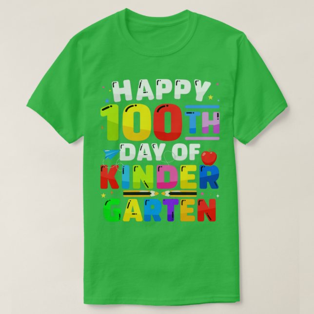 Happy 100th day of kindergarten 100 days for teach T-Shirt (Design Front)