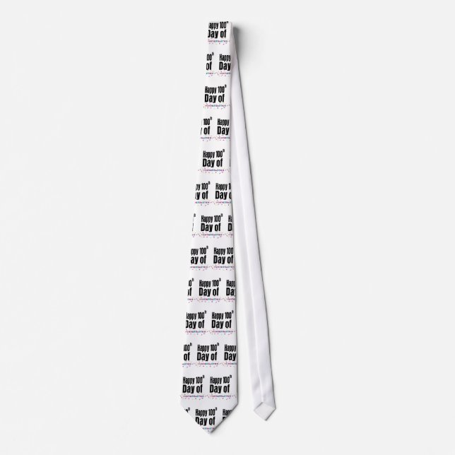 Happy 100th Day of Kindergarten School Teacher Neck Tie (Front)