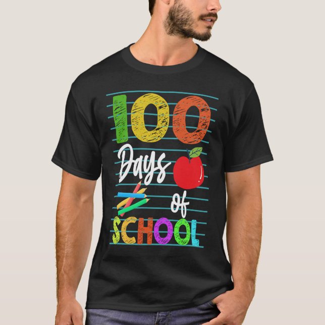 Happy 100th Day of Kindergarten School Teacher Stu T-Shirt (Front)