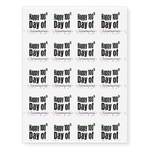 Happy 100th Day of Kindergarten School Teacher Temporary Tattoos