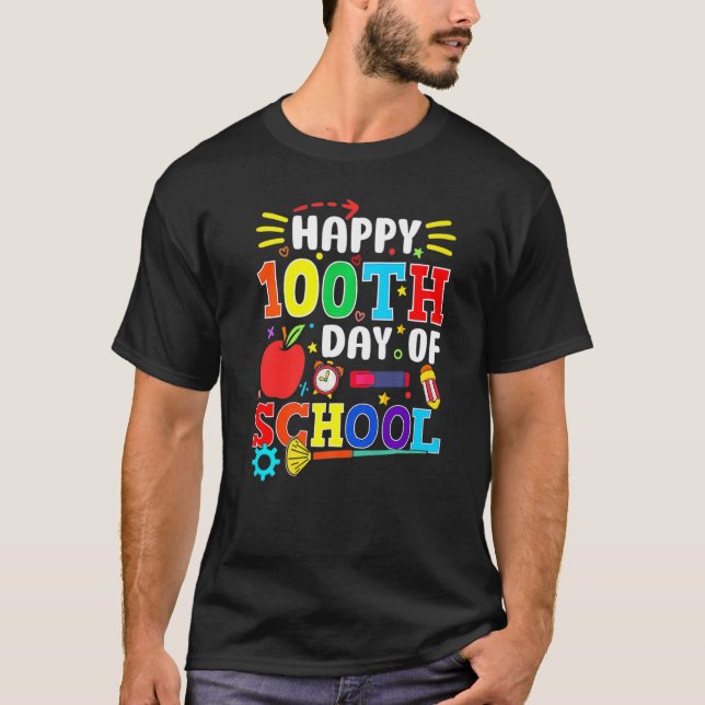 Happy 100th Day of Kindergarten Teacher or Student T-Shirt (Front)