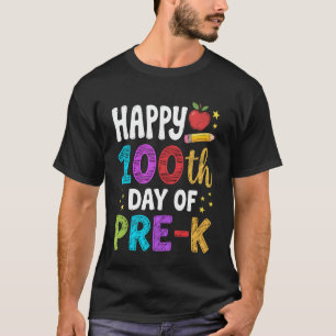 Happy 100th Day of Pre K Apple 100 Days School Tea T-Shirt
