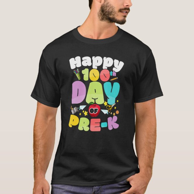 Happy 100th Day of Pre k  for Teachers Kids T-Shirt (Front)