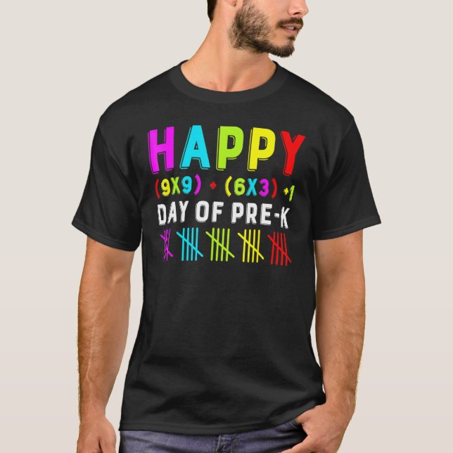 Happy 100th Day Of Pre-k Math Formula Teacher Boys T-Shirt (Front)