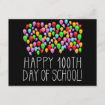 Happy 100th Day of School 100 Balloons Teacher Postcard