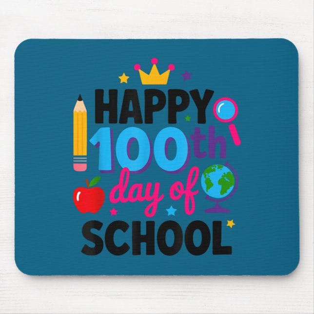 Happy 100th Day Of School 100 Days Smarter Teacher Mouse Pad (Front)