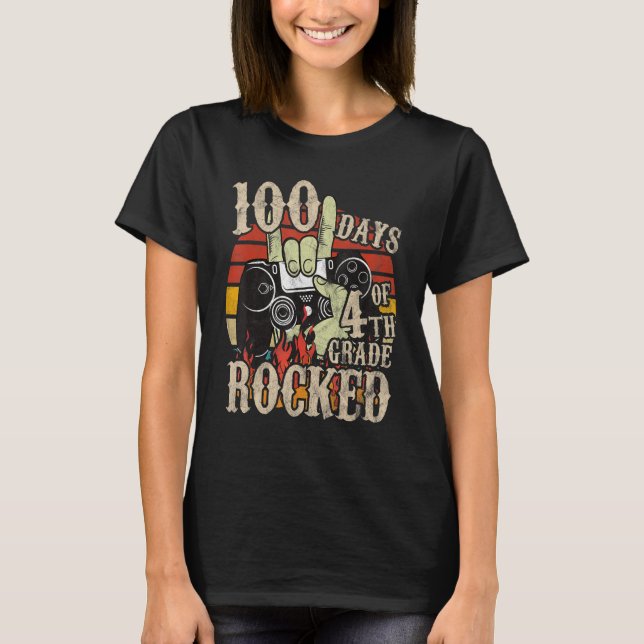 Happy 100th Day of School 4th Grade Gifts 100 Days T-Shirt (Front)