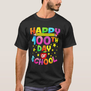 Happy 100th Day Of School Apple Crayon Teacher Kid T-Shirt