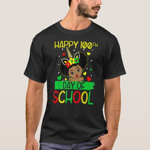 Happy 100th Day of School Black Girl Kids Toddler T_Shirt