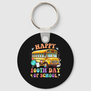 Happy 100th Day Of School Bus Driver 100 Days Of S Keychain