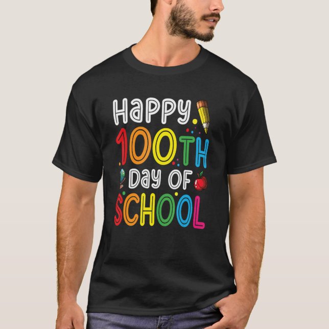 Happy 100th Day Of School Celebration T-Shirt (Front)