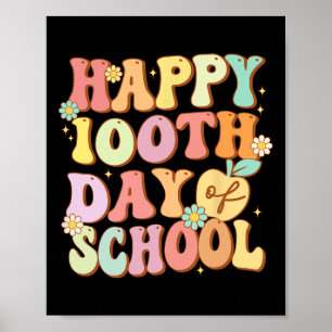 Happy 100th Day Of School Cute Students Kids Teach Poster