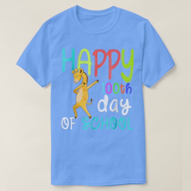 Happy 100th Day Of School Dabbing Giraffe 100 Days T-Shirt (Design Front)