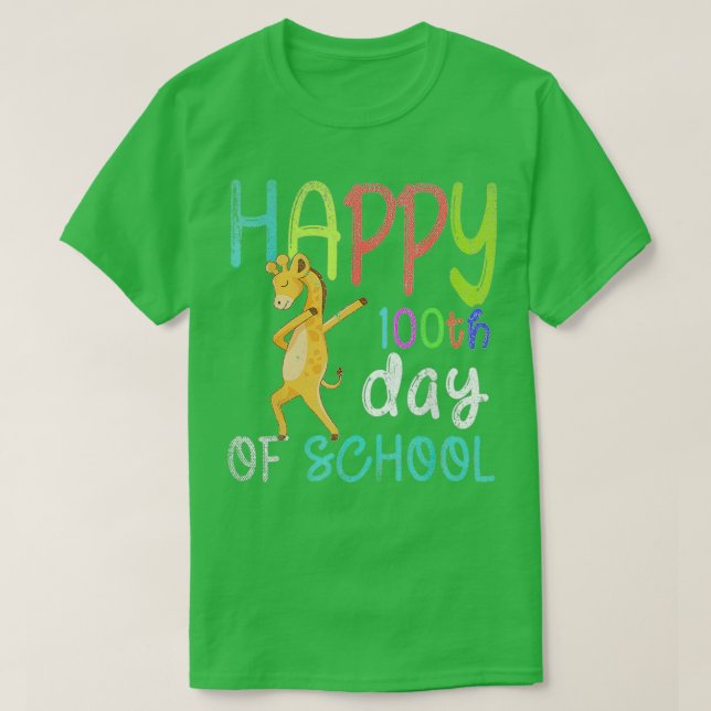 Happy 100th Day Of School Dabbing Giraffe 100 Days T-Shirt (Design Front)