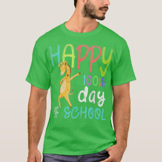Happy 100th Day Of School Dabbing Giraffe 100 Days T-Shirt
