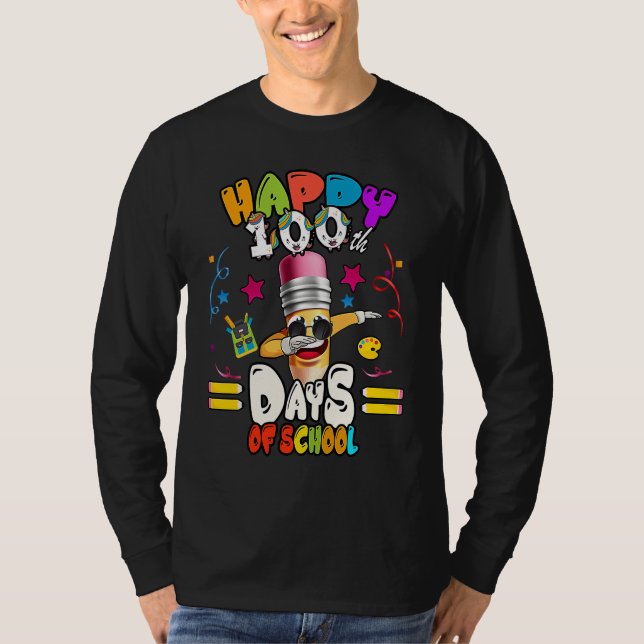 Happy 100th Day of School dabbing Pencil T-Shirt (Front)