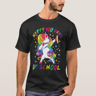 Happy 100th Day Of School Dabbing Unicorn 100 Days T-Shirt