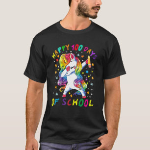 Happy 100th Day Of School Dabbing Unicorn 100 Days T-Shirt