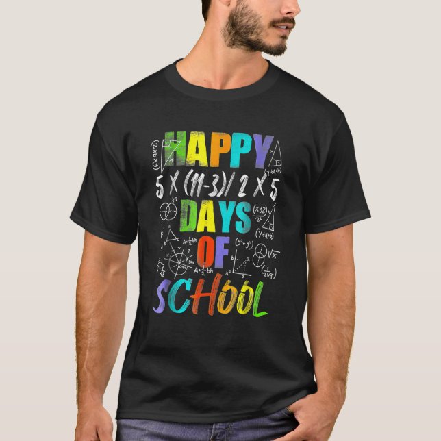 Happy 100th Day Of School Equations Math Teacher 1 T-Shirt (Front)