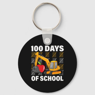 Happy 100th Day Of School Excavator Construction V Keychain