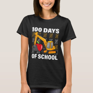 Happy 100th Day Of School Excavator Construction V T-Shirt