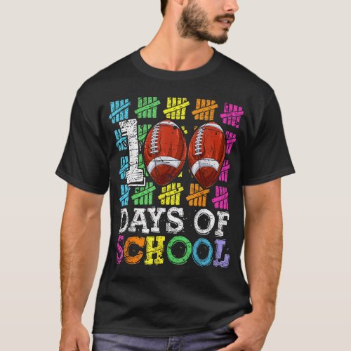 Happy 100th Day Of School Football 100 Days Teache T_Shirt