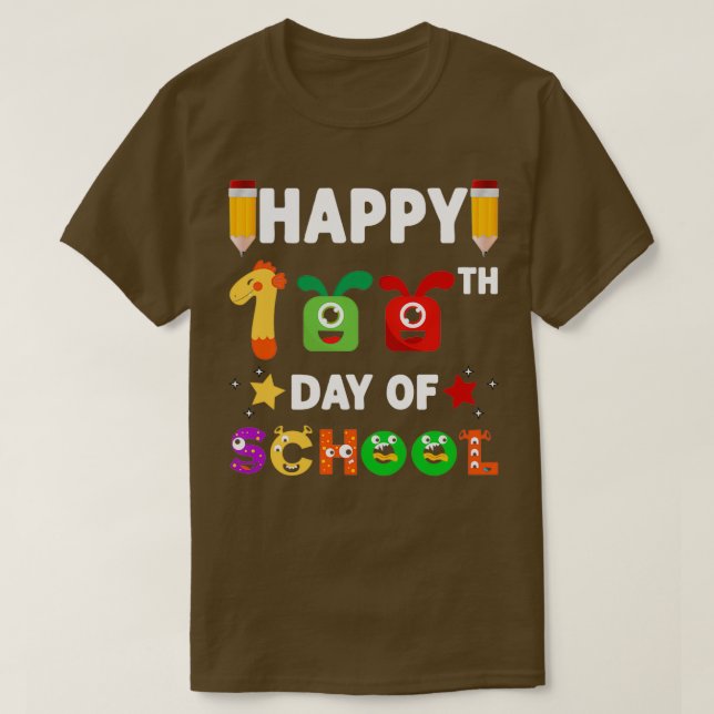 Happy 100th Day of School For Kids Teacher Student T-Shirt (Design Front)