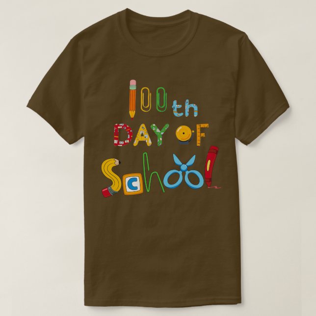 Happy 100th Day of School For Kids Teacher Student T-Shirt (Design Front)