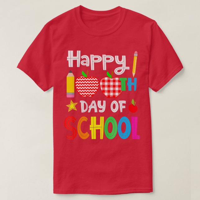 Happy 100th Day of School For Teacher and Student  T-Shirt (Design Front)