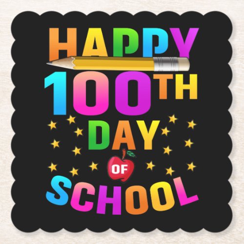 Happy 100th Day of School For Teachers  Students Paper Coaster